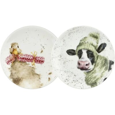 Wrendale Designs Set of 2 Christmas Coupe Plates - Plate Set Wrendale Designs Set of 2 Christmas Coupe Plates - Plate Set