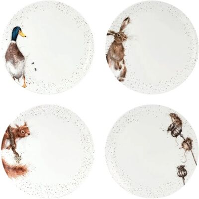 Wrendale Designs Set of 4 Coupe Dinner Plates - Animal Motifs Wrendale Designs Set of 4 Coupe Dinner Plates - Animal Motifs