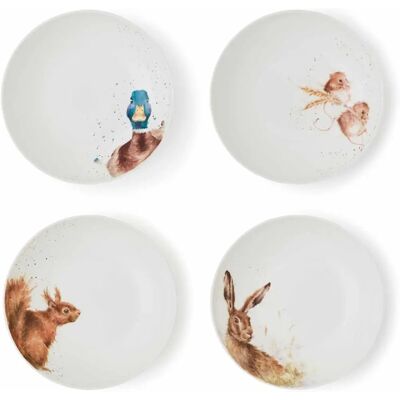 Wrendale Designs Squirrel Hare 8.5 Inch Pasta Bowl Set of 4 Wrendale Designs Squirrel Hare 8.5 Inch Pasta Bowl Set of 4