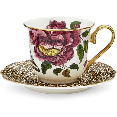Spode Creatures of Curiosity ribbet tekopp & fat - Blomst / Leopard Spode Creatures of Curiosity ribbet tekopp & fat - Blomst / Leopard