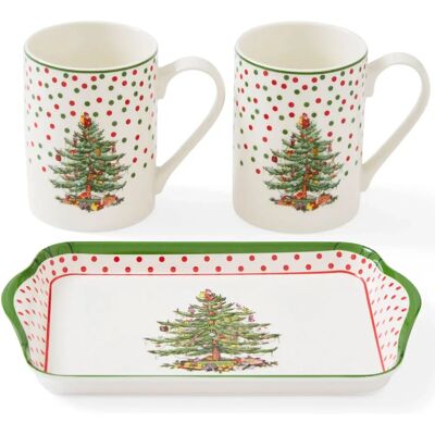 Spode Christmas Tree Polka Dot Mug & Tray Set - Christmas Tree, Green, Red Spode Christmas Tree Polka Dot Mug & Tray Set - Christmas Tree, Green, Red