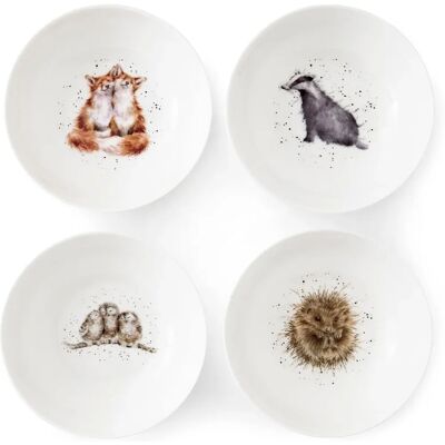 Wrendale Hannah Dale Set of 4 Woodland Animal Cereal Bowls Wrendale Hannah Dale Set of 4 Woodland Animal Cereal Bowls