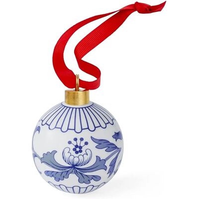 Spode Blau Italienische Blumenkugel - Weihnachtsbaum Schmuck Spode Blau Italienische Blumenkugel - Weihnachtsbaum Schmuck