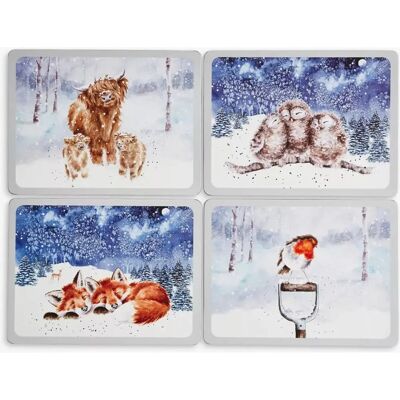 Wrendale Designs Christmas Cork-Backed Placemats - Set of 4 Wrendale Designs Christmas Cork-Backed Placemats - Set of 4