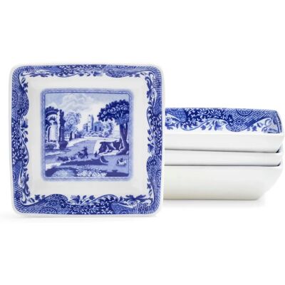 Spode Blue Italian Sæt med 4 Firkantede Fade - Firkantede Fade Spode Blue Italian Sæt med 4 Firkantede Fade - Firkantede Fade