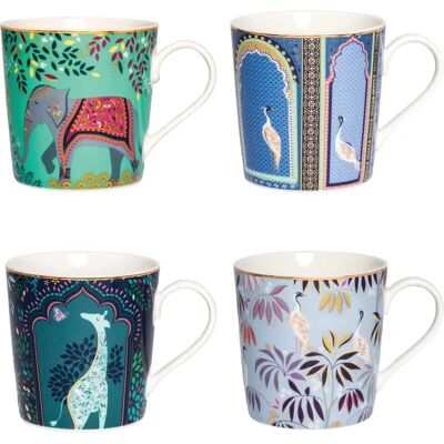 Sara Miller India 22ct Gold Fine China Mugs - Set of 4 Sara Miller India 22ct Gold Fine China Mugs - Set of 4