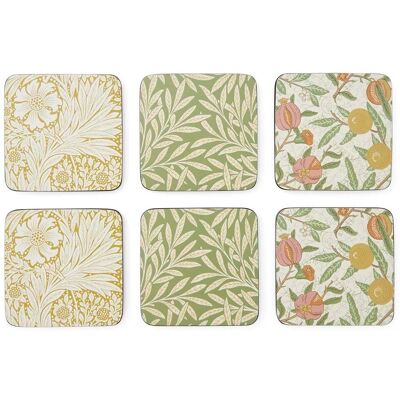 Arkivtryckade fyrkantiga korkunderlägg från Morris & Co. - Set av 6 Arkivtryckade fyrkantiga korkunderlägg från Morris & Co. - Set av 6