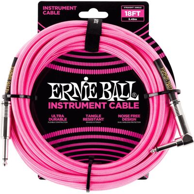 Ernie Ball Rózsaszín 5,5 m hangszerkábel - Kimagasló minőségű, Fonott Ernie Ball Rózsaszín 5,5 m hangszerkábel - Kimagasló minőségű, Fonott