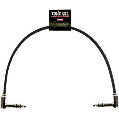 Ernie Ball Lapos Szalag Sztereó Patch Kábel - 0,3 m Fekete Ernie Ball Lapos Szalag Sztereó Patch Kábel - 0,3 m Fekete