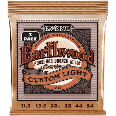 Cordes acoustiques Ernie Ball Earthwood Phosphor Bronze Légères - Pack de 3 Cordes acoustiques Ernie Ball Earthwood Phosphor Bronze Légères - Pack de 3