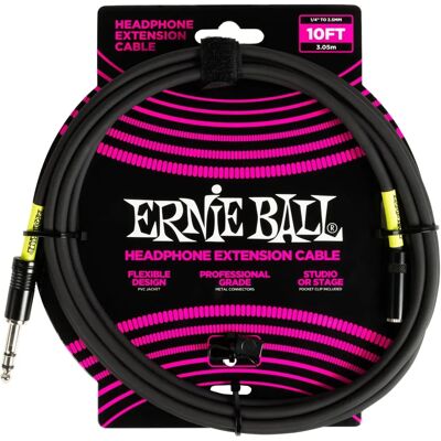 Ernie Ball fejhallgató hosszabbító kábel - 3m Fekete Ernie Ball fejhallgató hosszabbító kábel - 3m Fekete