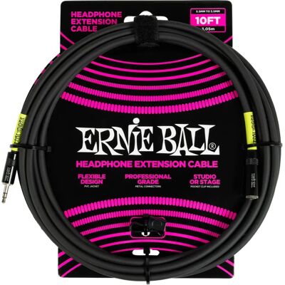 Ernie Ball fejhallgató hosszabbító kábel - 3m, Fekete - Fejhallgató hosszabbító Ernie Ball fejhallgató hosszabbító kábel - 3m, Fekete - Fejhallgató hosszabbító