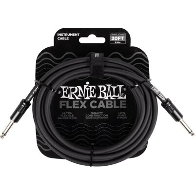 Ernie Ball Flex Hangszercső 20 láb - Fekete - Egyenes - Hangszercső Ernie Ball Flex Hangszercső 20 láb - Fekete - Egyenes - Hangszercső