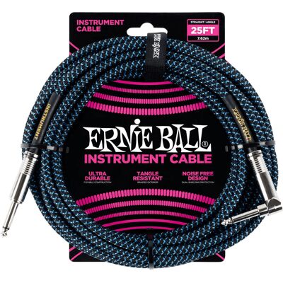 Câble instrument Ernie Ball Noir-Bleu 7,62 m - Câble audio Câble instrument Ernie Ball Noir-Bleu 7,62 m - Câble audio
