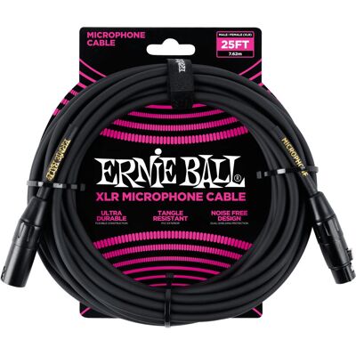 Ernie Ball P06073 hangkábel - 7,62m XLR Fekete Ernie Ball P06073 hangkábel - 7,62m XLR Fekete