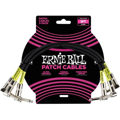 Ernie Ball Fekete 30cm Szögletes Audio Kábel - Audio kábel Ernie Ball Fekete 30cm Szögletes Audio Kábel - Audio kábel