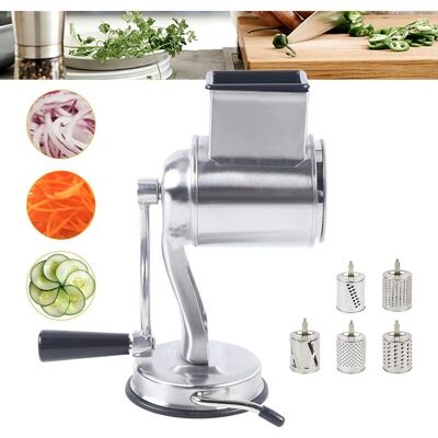 GOJOY - Rallador manual de acero inoxidable - 5 cuchillas - base de ventosa - Rallador GOJOY - Rallador manual de acero inoxidable - 5 cuchillas - base de ventosa - Rallador
