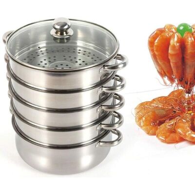 Gojoy Modelo Vaporera de 5 capas en acero inoxidable - 30cm Cocina multifunción Gojoy Modelo Vaporera de 5 capas en acero inoxidable - 30cm Cocina multifunción