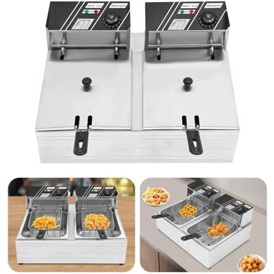 GOJOY Friggitrice a doppia testata in acciaio - 12 L - 2 cestelli – Friggitrice GOJOY Friggitrice a doppia testata in acciaio - 12 L - 2 cestelli – Friggitrice