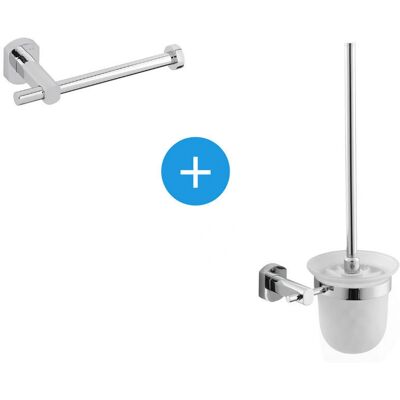 Optima Cube Way Set WC-Bürste und Toilettenpapierhalter - WC-Bürste, Metall, Glas, Chrom Optima Cube Way Set WC-Bürste und Toilettenpapierhalter - WC-Bürste, Metall, Glas, Chrom