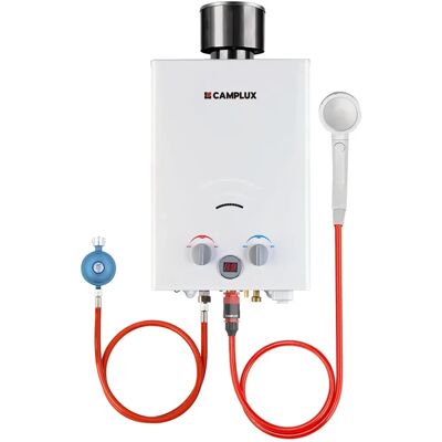 Chauffe-eau à gaz Camplux BW158C-DE - Portable, 6L, 12kW - Publicité Chauffe-eau à gaz Camplux BW158C-DE - Portable, 6L, 12kW - Publicité