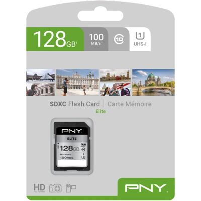Carte mémoire PNY Elite 128 GB SDXC Classe 10 UHS-I - Publicité Carte mémoire PNY Elite 128 GB SDXC Classe 10 UHS-I - Publicité