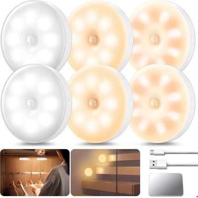 YIKXIULF - 6Pack - Lampe à capteur de mouvement intérieure - Publicité YIKXIULF - 6Pack - Lampe à capteur de mouvement intérieure - Publicité