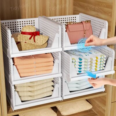 Care+ - 4Pack - White - Stackable - Storage Baskets Care+ - 4Pack - White - Stackable - Storage Baskets
