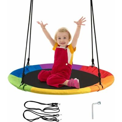 Costway Swing - 100cm Diameter, Adjustable Height, Supports 150kg - Swing Costway Swing - 100cm Diameter, Adjustable Height, Supports 150kg - Swing