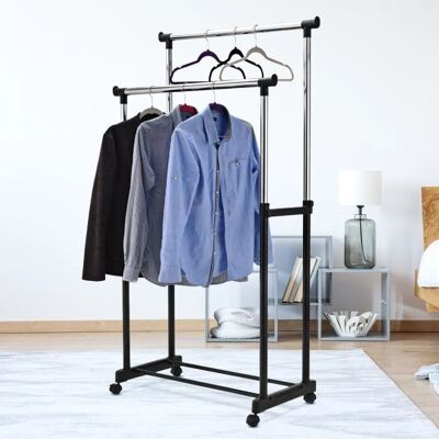 Costway Porte-vêtements - Hauteur réglable, Roulettes, Étagère à Chaussures - Type de vêtements - Publicité Costway Porte-vêtements - Hauteur réglable, Roulettes, Étagère à Chaussures - Type de vêtements - Publicité