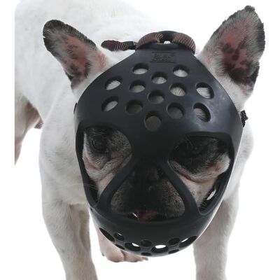 TOMTOP JMS Dog Muzzle - Short Snout, Breathable Holes, Black - Small TOMTOP JMS Dog Muzzle - Short Snout, Breathable Holes, Black - Small
