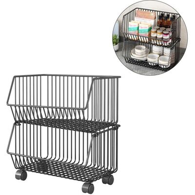 Wosawe Black 3-Tier Fruit Basket Kitchen Storage Cart Wosawe Black 3-Tier Fruit Basket Kitchen Storage Cart