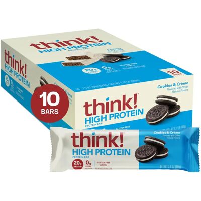 Think! - Cookies and Cream - 10 Bars - 2.1 oz - Protein Bars Think! - Cookies and Cream - 10 Bars - 2.1 oz - Protein Bars