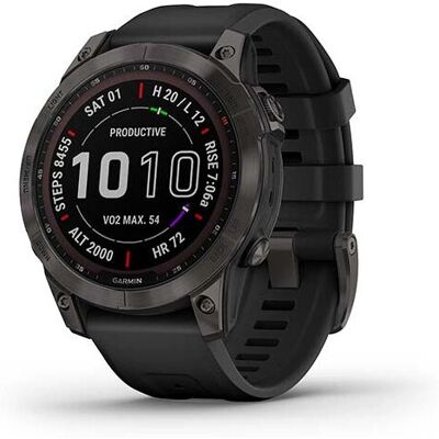 Garmin fēnix® 7 Sapphire Solar - Slate Grau Titan mit schwarzem Band Garmin fēnix® 7 Sapphire Solar - Slate Grau Titan mit schwarzem Band