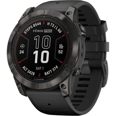 Garmin fēnix® 7X Pro - Sapphire Solar Carbon Gray Titanium + Black Band Garmin fēnix® 7X Pro - Sapphire Solar Carbon Gray Titanium + Black Band