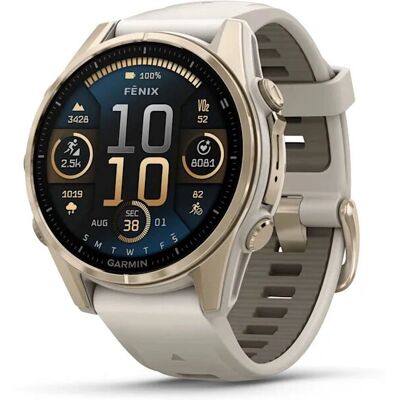 Garmin fenix® 8 - 43 mm AMOLED Soft Gold Nebelgrau/dunkel Sandstein Silikonband Garmin fenix® 8 - 43 mm AMOLED Soft Gold Nebelgrau/dunkel Sandstein Silikonband