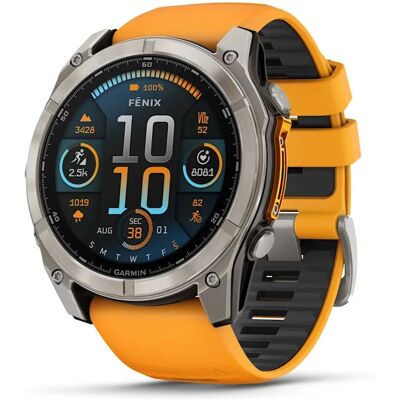 Garmin fenix® 8 - 51 mm AMOLED Titan Spark orange/graphite silikonband Garmin fenix® 8 - 51 mm AMOLED Titan Spark orange/graphite silikonband