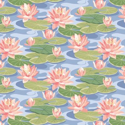 Ohpopsi - Ika50103w - Nénuphar - Bleuet - Wallpaper - Publicité Ohpopsi - Ika50103w - Nénuphar - Bleuet - Wallpaper - Publicité