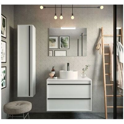 Caesaroo - Moderner weißer Badezimmerschrank - 80cm - Duschablage Caesaroo - Moderner weißer Badezimmerschrank - 80cm - Duschablage
