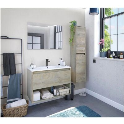 Abitare Modelo - Mueble de baño suspendido con espejo - 80cm Abitare Modelo - Mueble de baño suspendido con espejo - 80cm