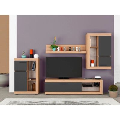 Caesaroo - Mueble de TV - Roble claro y Gris antracite Caesaroo - Mueble de TV - Roble claro y Gris antracite