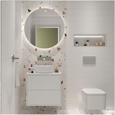 Mueble de baño suspendido Olympus Ulisse en madera blanca mate - 60cm Mueble de baño suspendido Olympus Ulisse en madera blanca mate - 60cm