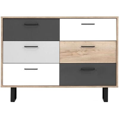 CAESAROO Mueble de almacenaje Aruba - 118x35 cm, Rovere multicolor y gris CAESAROO Mueble de almacenaje Aruba - 118x35 cm, Rovere multicolor y gris