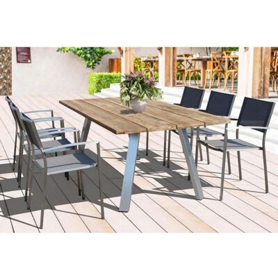 Abitare - Set tavolo da esterno 200x100cm teak e alluminio - 6 sedie Abitare - Set tavolo da esterno 200x100cm teak e alluminio - 6 sedie