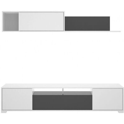 Mueble de TV Madison Caesaroo - Blanco Brillante y Grafito - 200cm Mueble de TV Madison Caesaroo - Blanco Brillante y Grafito - 200cm