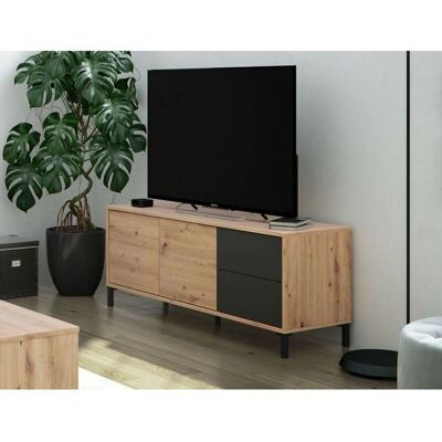 CAESAROO - TV Schrank 130cm Nordeiche Grau CAESAROO - TV Schrank 130cm Nordeiche Grau