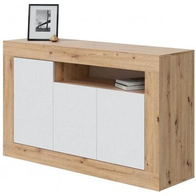 Caesaroo - Aparador moderno de roble nórdico y blanco 144cm Caesaroo - Aparador moderno de roble nórdico y blanco 144cm