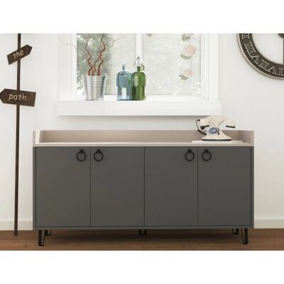 Caesaroo - Buffet 140x80H cm Gris Antracita & Moka Claro - Buffet Caesaroo - Buffet 140x80H cm Gris Antracita & Moka Claro - Buffet