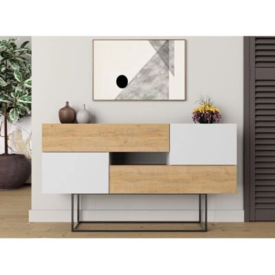 Caesaroo - Aparador 145x82H cm Roble claro y Blanco mate Caesaroo - Aparador 145x82H cm Roble claro y Blanco mate
