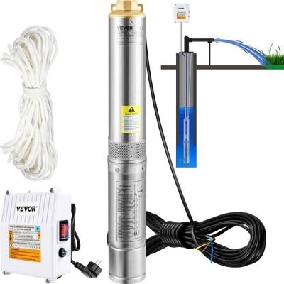 Pompe Immergée VEVOR 1100W pour Puits Profond - 190 L/min - Tête 57 m - Publicité Pompe Immergée VEVOR 1100W pour Puits Profond - 190 L/min - Tête 57 m - Publicité